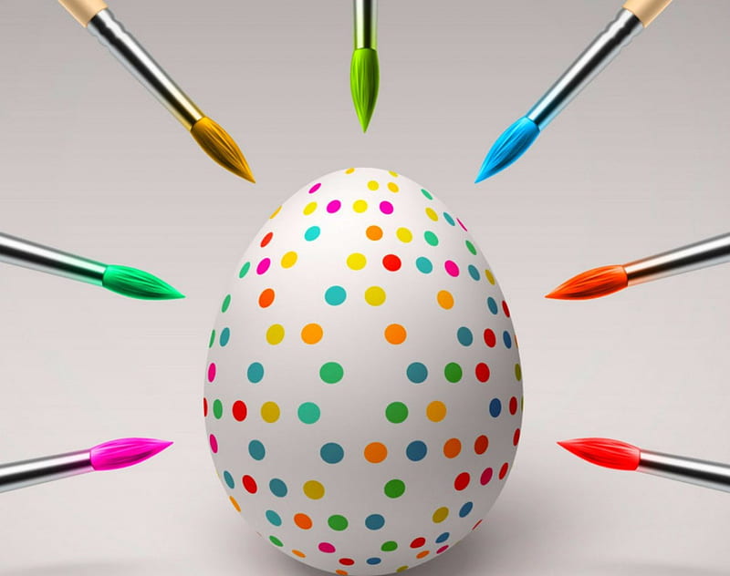 Easter egg, egg, paint brush, easter, dotted, HD wallpaper