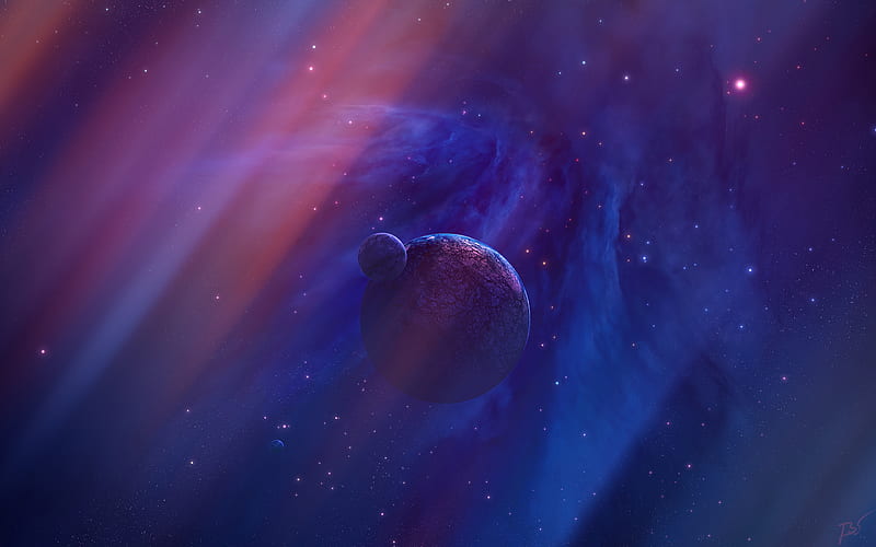 Purple Planet Space, planet, space, HD wallpaper