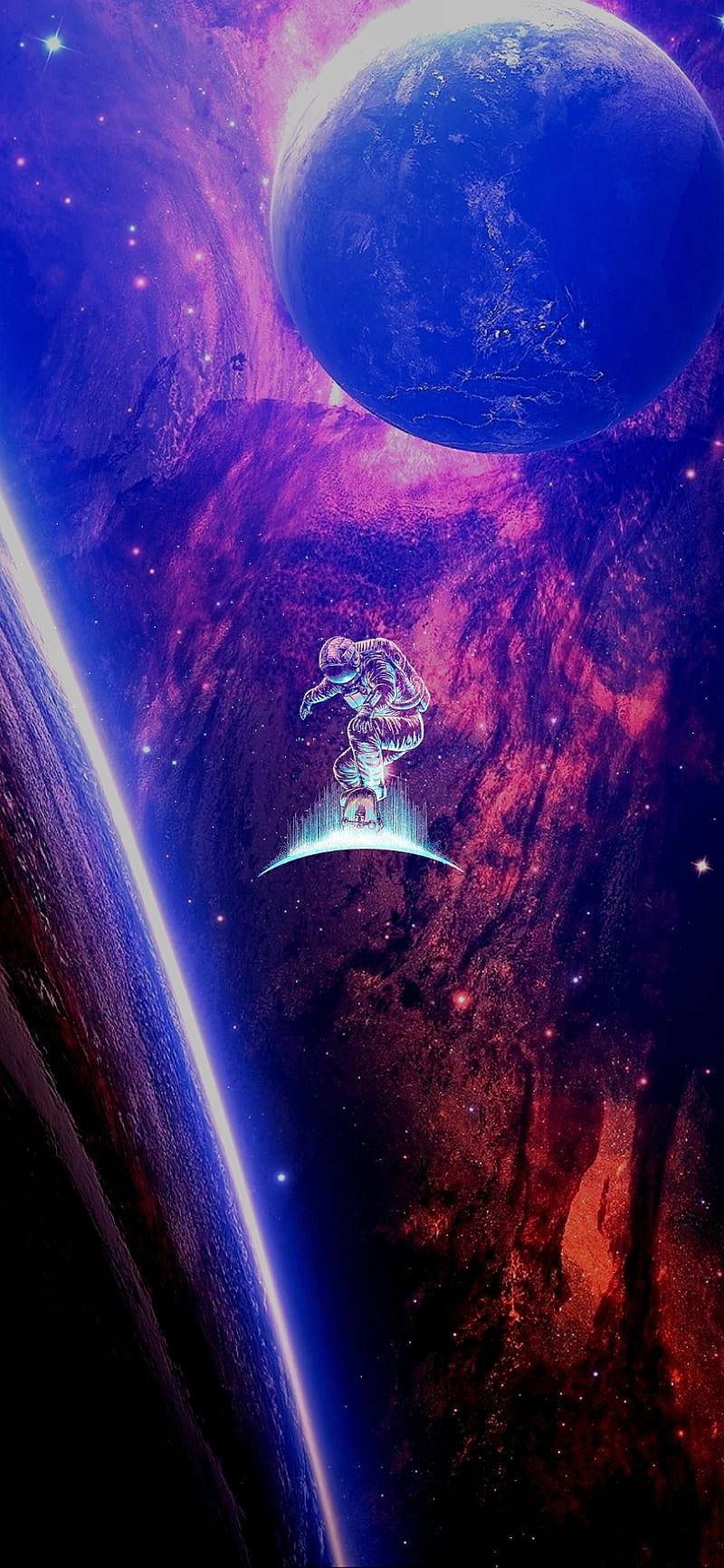 astronaut space, charge, charging, earth, lockscreen, planet, realme, HD phone wallpaper