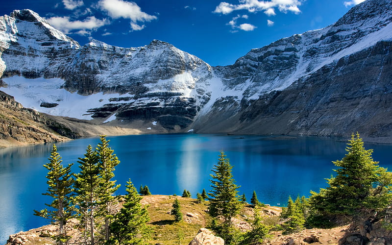 Yoho National Park, mountains, canadian landmarks, Canadian Rockies, Alberta, Canada, HD wallpaper
