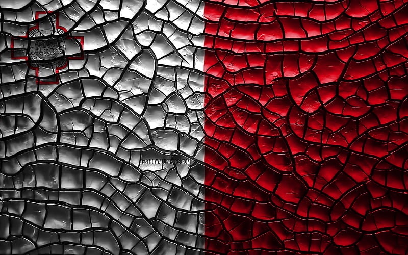 Flag of Malta cracked soil, Europe, Maltese flag, 3D art, Malta, European countries, national symbols, Malta 3D flag, HD wallpaper