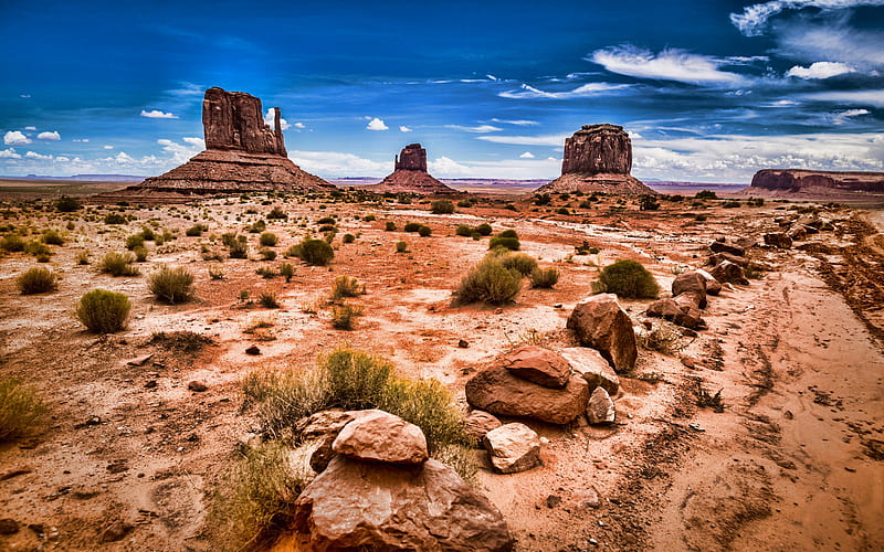 Monument Valley, R, USA, american landmarks, mountains, Navajo Nation, Colorado Plateau, desert, Oljato-Monument Valley, Utah, America, HD wallpaper