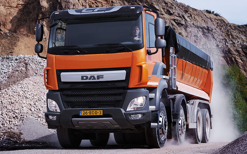 DAF CF, Euro 6, 4 axles, 4x8, quarry dump truck, new trucks, DAF, HD wallpaper