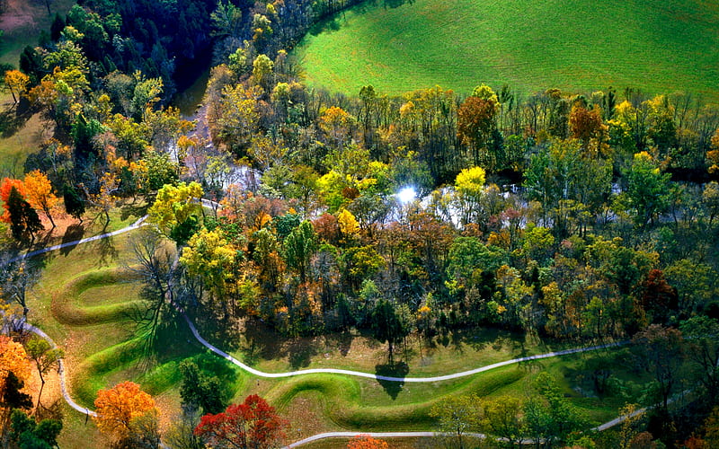 THE GREAT SERPENT MOUND,Adams County, Ohio., magic, effigy mound, serpent mound, historic, HD wallpaper