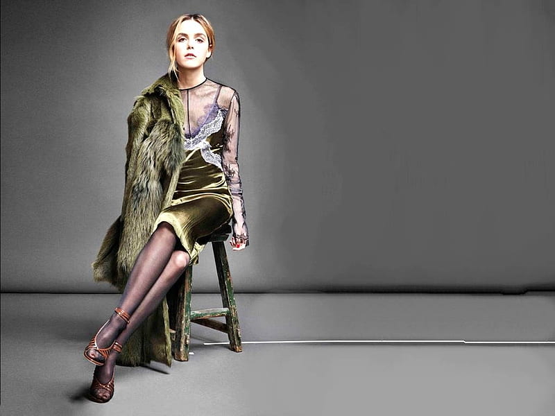 Kiernan Shipka, 2016, model, legs, Shipka, bonito, heels, Kiernan, stockings, actress fur, HD wallpaper