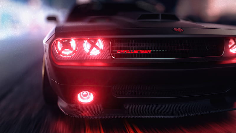 Dodge Challenger Angel Headlights , dodge-challenger, dodge, carros, HD wallpaper