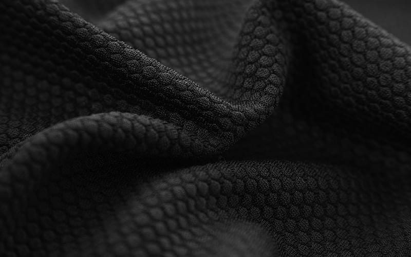 black fabric textures black wavy textures, wavy fabric background, fabric textures, black backgrounds, HD wallpaper