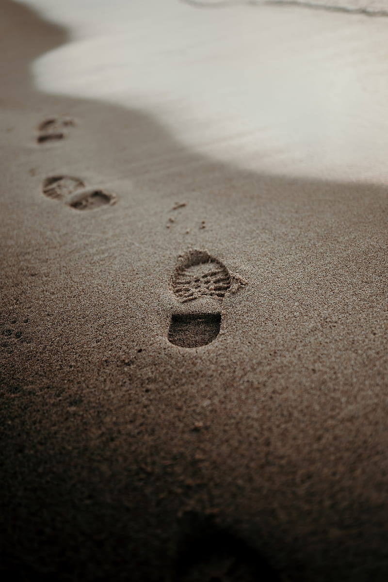 footprints, sand, beach, coast, HD phone wallpaper