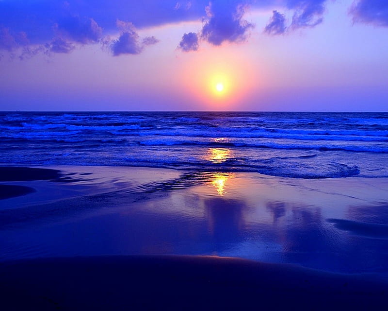Sunrise , beach, bonito, blue, nature, sea, sky, sun, sunrise, sunset, HD wallpaper