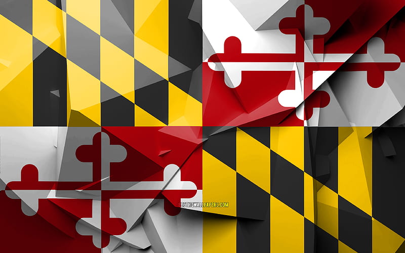 Flag of Maryland, geometric art, american states, Maryland flag, creative, Maryland, administrative districts, Maryland 3D flag, United States of America, North America, USA, HD wallpaper
