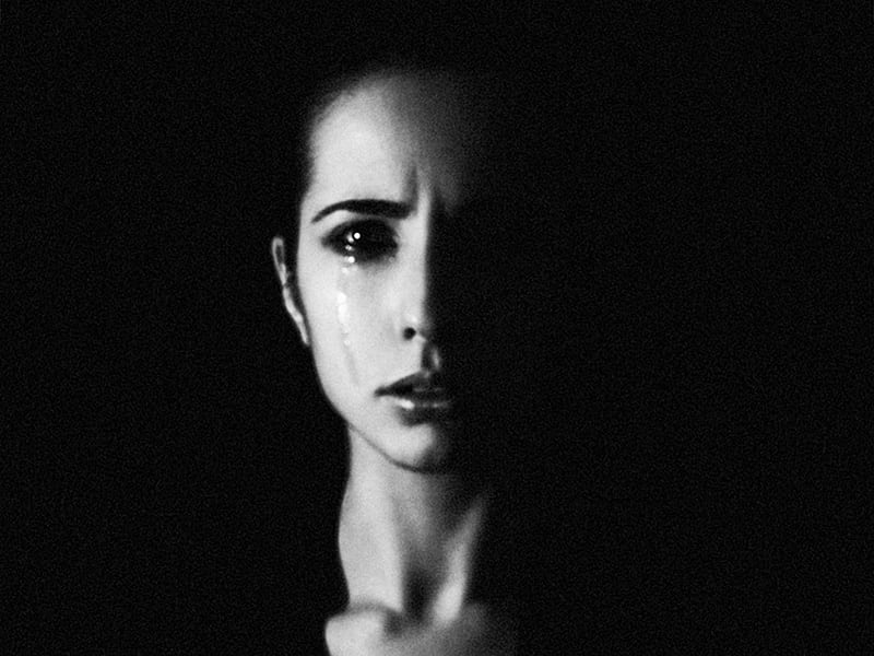 Farewell, feel, black and white, woman, think, sad, tears, face, portrait, eyes, HD wallpaper