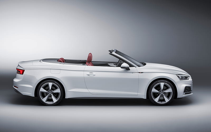 Audi A5 Cabriolet, 2018 white cabriolet, new luxury cars, white A5, Audi, HD wallpaper