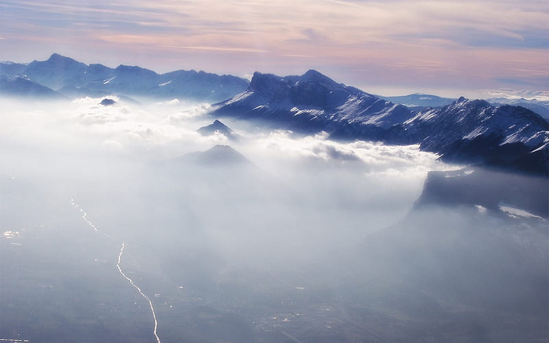 Mountain Mist-Mountain scenery, HD wallpaper