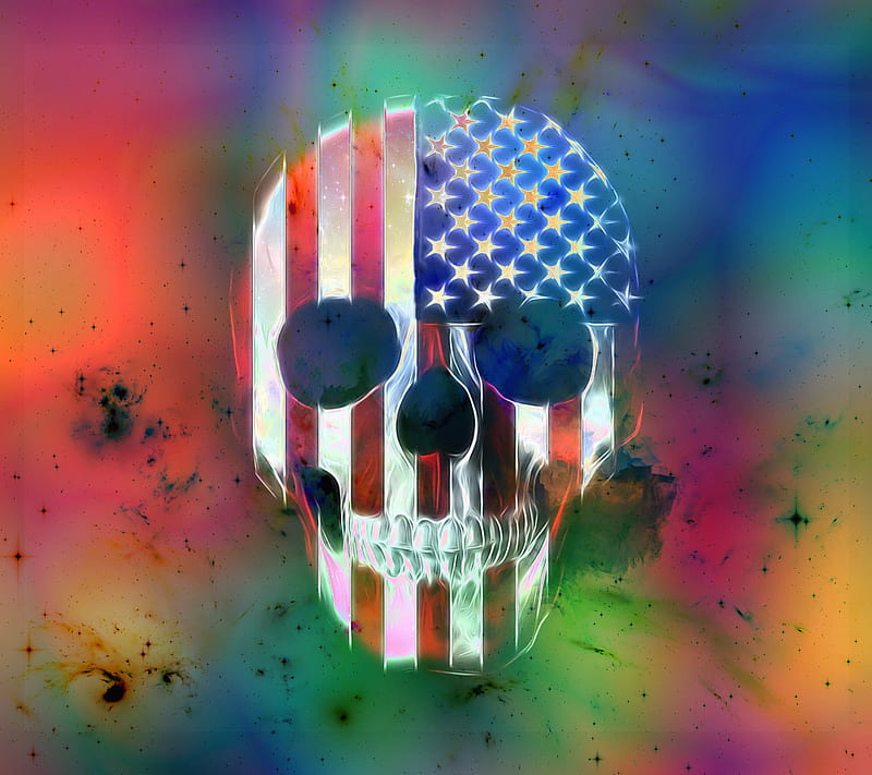 Skull, abstract, america, clan, colorful, dark, galaxy, minion, remix, snowman, HD wallpaper