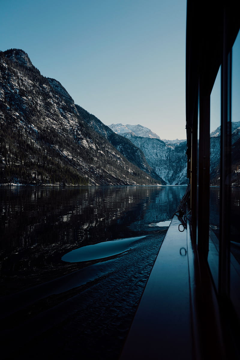 boat, lake, mountains, nature, dark, HD phone wallpaper