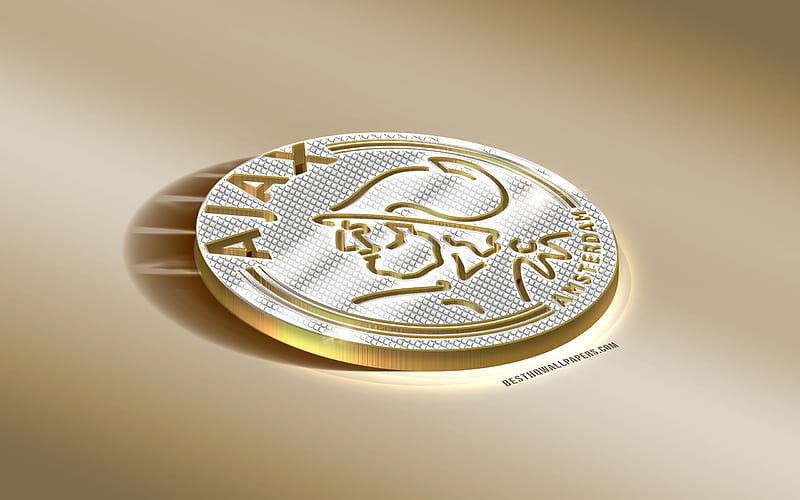 AFC Ajax, Dutch football club, golden silver logo, Amsterdam, Netherlands, Eredivisie, 3d golden emblem, creative 3d art, football, HD wallpaper