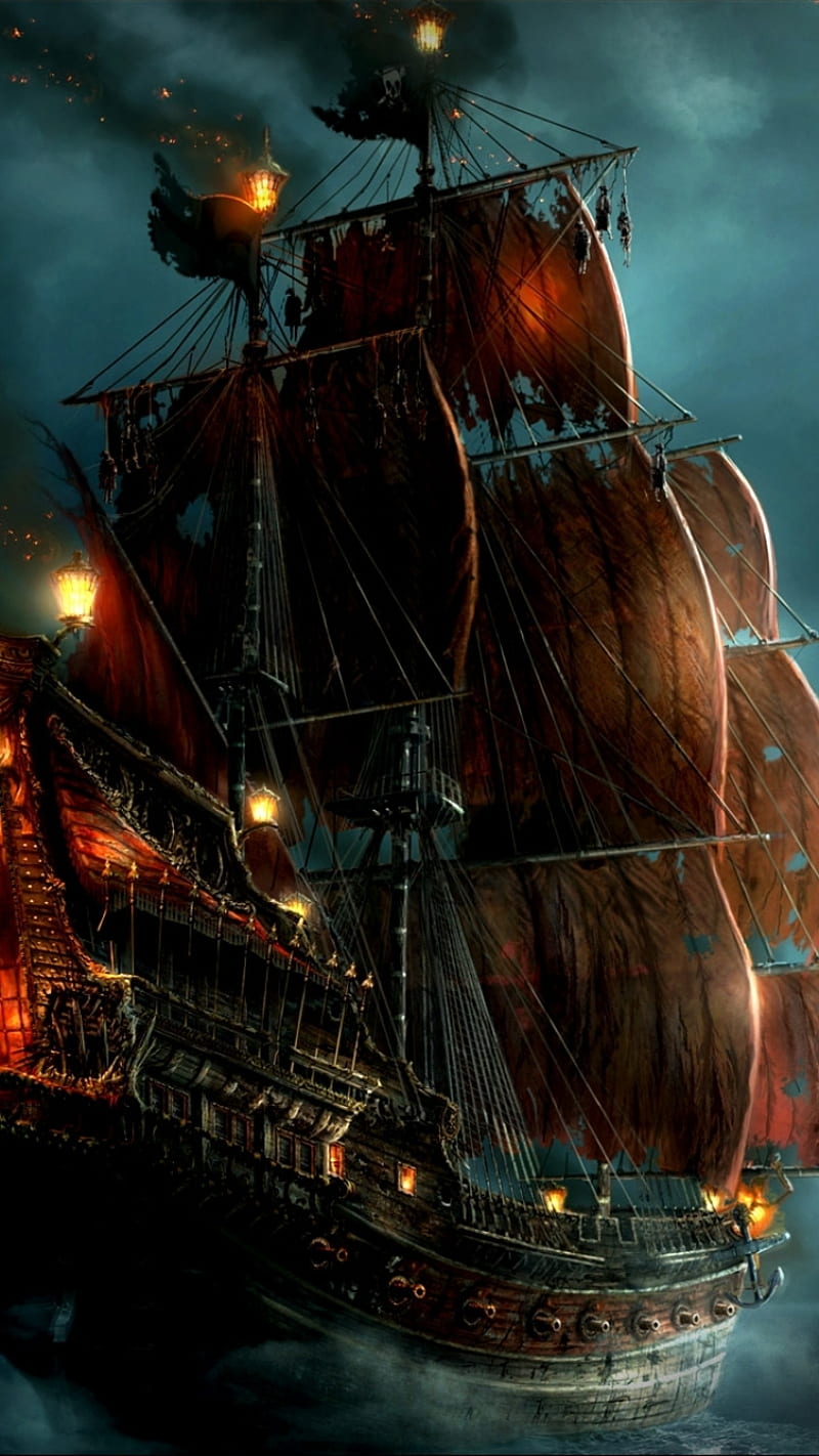 Pirate ship, boat, galaxy, moonlight, note, pirate, pirates, sailing, sea,  ship, HD phone wallpaper | Peakpx