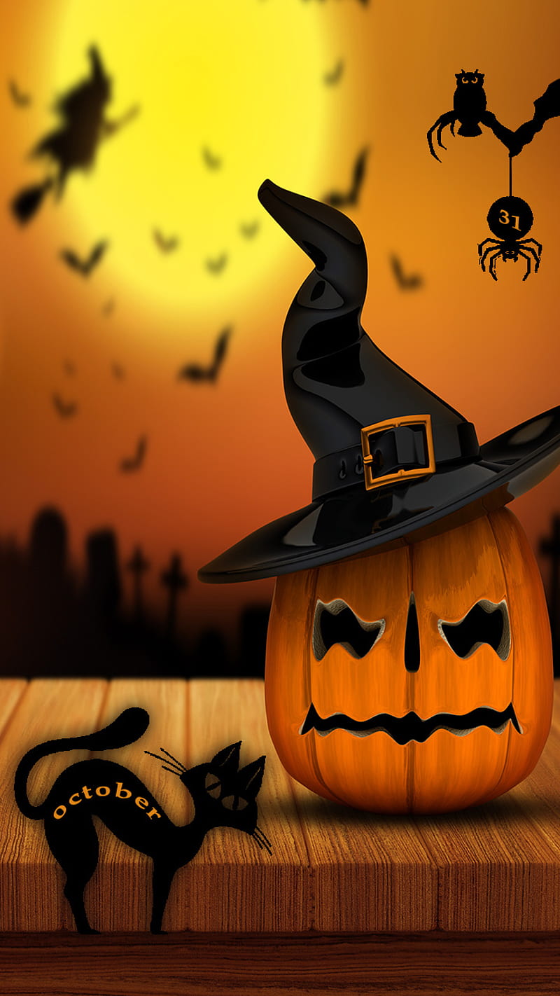 happy halloween 5, 31 october, art, autumn, bat, black, black cat, cat, cute, fall, funny, ghost, holiday, house, leaf, mummy, orange, owl, pumpkin, says, signs, skull, symbol, symbols, twin, vampire, web, wolf, HD phone wallpaper