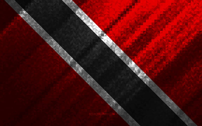 Flag of Trinidad and Tobago, multicolored abstraction, Trinidad and Tobago mosaic flag, Trinidad and Tobago, mosaic art, Trinidad and Tobago flag, HD wallpaper