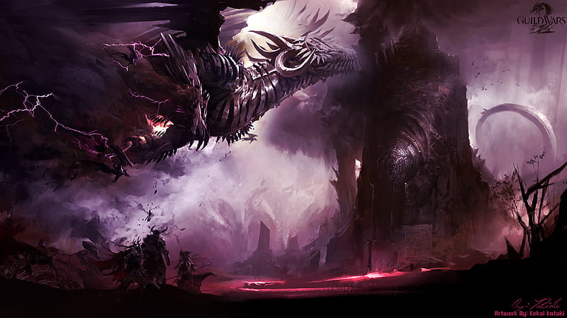 Dragon, concept art, mmorpg, guild wars 2, HD wallpaper