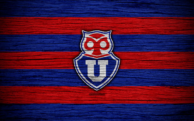 Universidad de Chile FC logo, Chilean Primera Division, soccer, football club, Chile, Universidad de Chile, wooden texture, FC Universidad de Chile, HD wallpaper