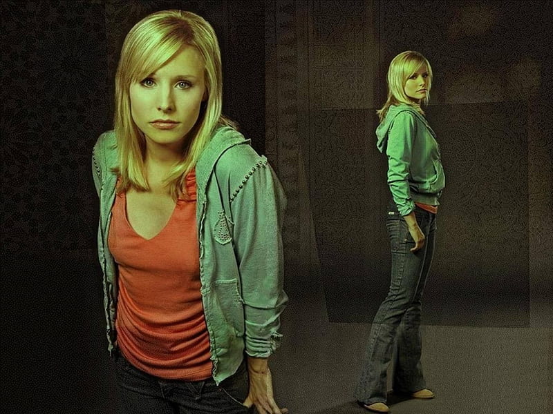 Kristen Bell, model, bonito, stool, 2019, actress, Kristen, jacket, jeans  hot, HD wallpaper