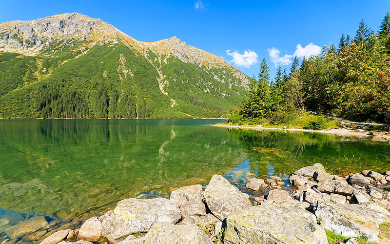 Mountains, summer, Tatra Mountains, mountain lake, Poland, Carpathians, HD wallpaper