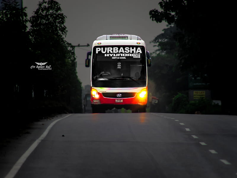 Approaching, bangladesh, bus, driving, hyunda, HD wallpaper
