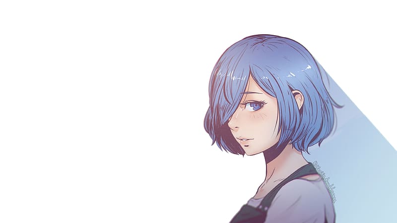 Anime, ojos azules, cabello azul, Tokyo Ghoul, Touka Kirishima, Fondo ...