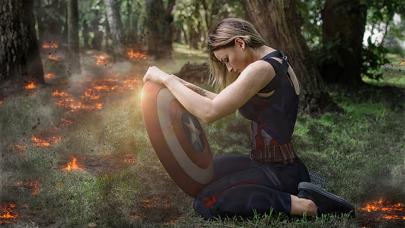 Captain America Girl Cosplay, captain-america, superheroes, artwork, artist, HD wallpaper