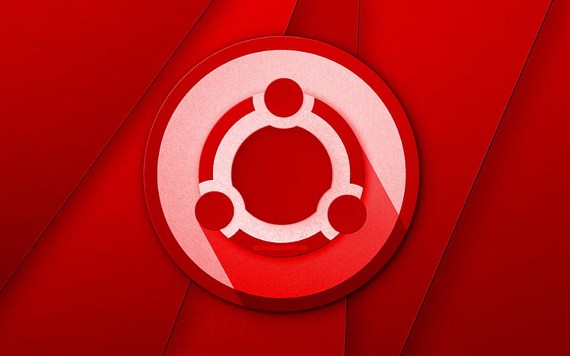 Ubuntu red logo creative, Linux, red material design, Ubuntu logo, brands, Ubuntu, HD wallpaper