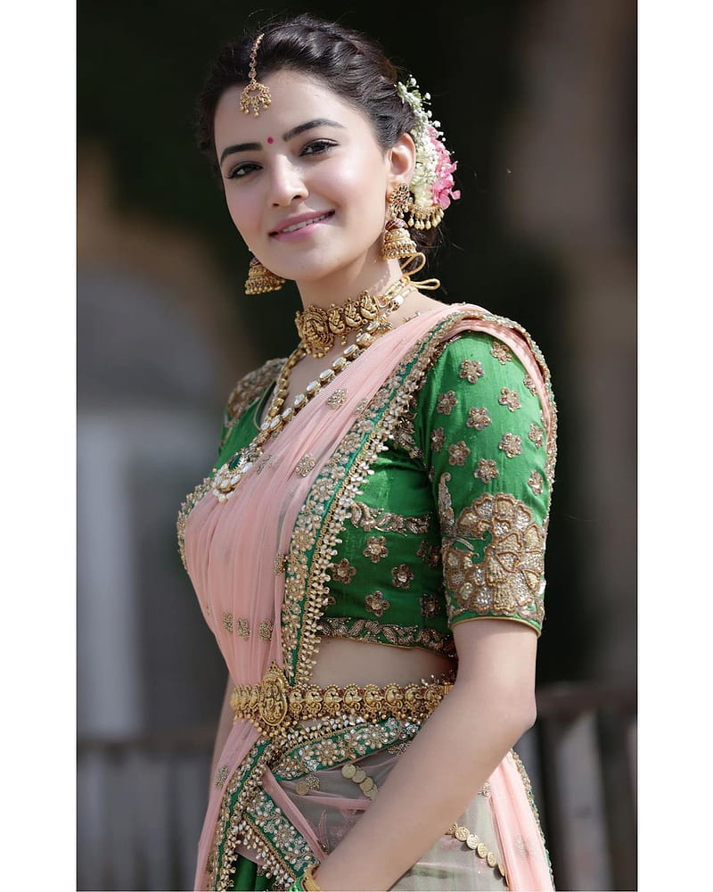Ruskshar dhillon, actress, girl, greenish saree, model, walpapar, HD phone wallpaper