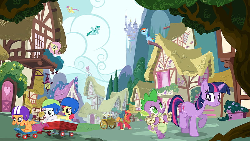 My Little Pony, My Little Pony: Friendship is Magic, Twilight Sparkle , Spike (My Little Pony) , Scootaloo (My Little Pony) , Apple Bloom , Sweetie Belle , Rainbow Dash , Fluttershy (My Little Pony) , Big Macintosh, HD wallpaper