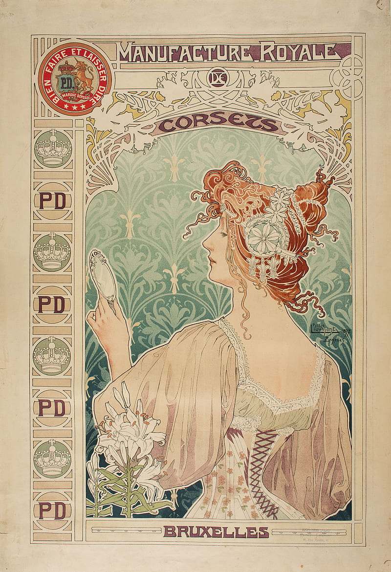 Old-Fashioned Ad, art, art nouveau, corset, corsets, fine art, poster art, victorian, woman, women, HD phone wallpaper