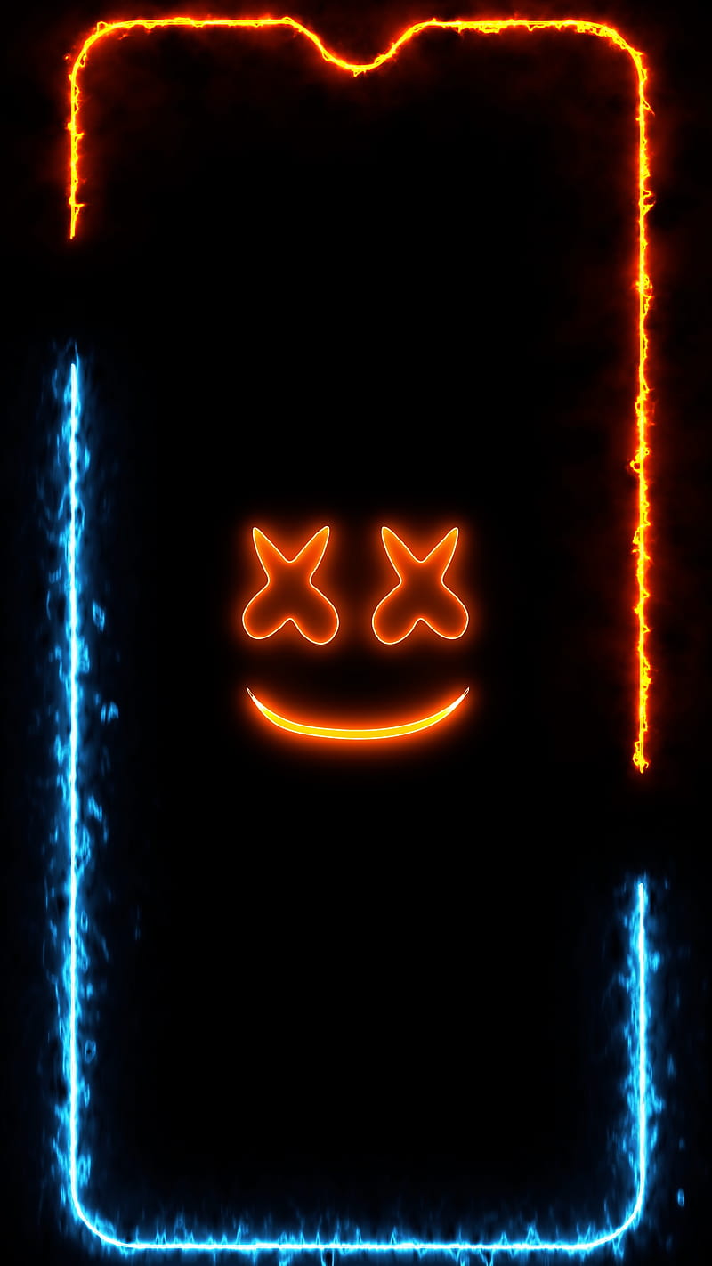 Smily Face Frame Amoled Oled Black Background Frame Frames Glowing Neon Boarder Line Popular Trending New High Quality Live Border Notch One Plus 6 Samsung Xiaomi Android Phone Redmi Hd Phone Wallpaper