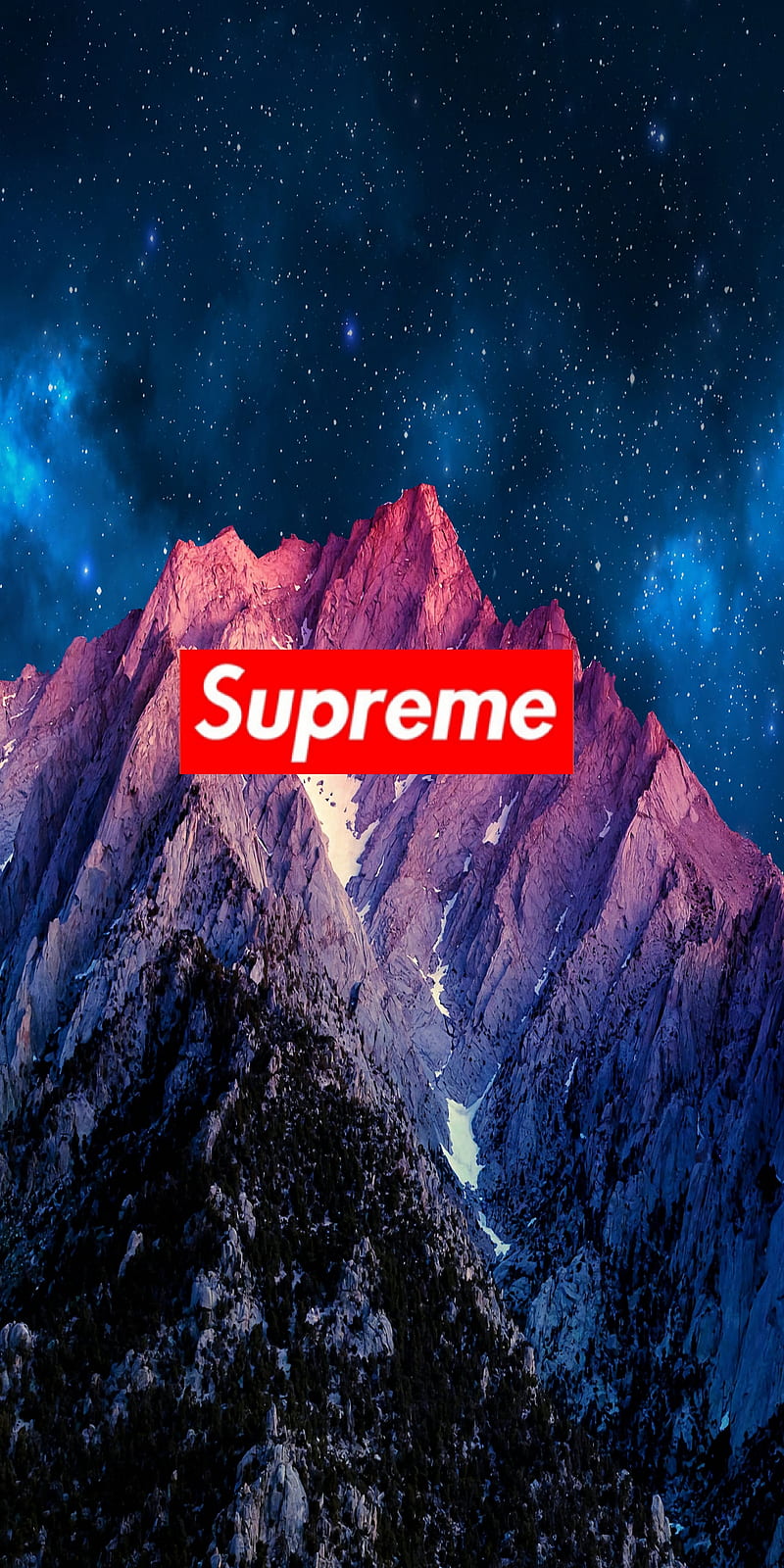 Stary supreme, mountains, stars, surpreme, HD phone wallpaper