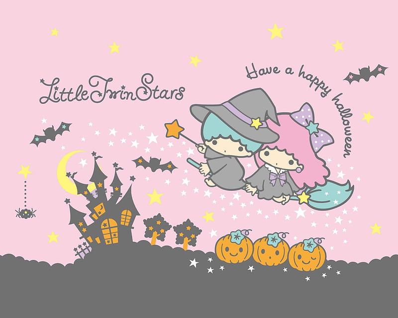 Little Twin Stars Halloween Abstract, Halloween, little twin stars, witches, pumpkins, HD wallpaper