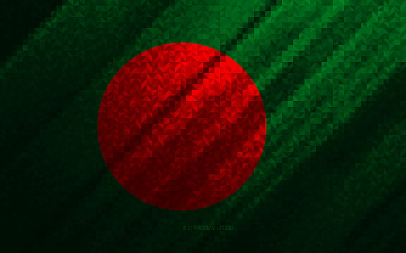 Flag of Bangladesh, multicolored abstraction, Bangladesh mosaic flag, Bangladesh, mosaic art, Bangladesh flag, HD wallpaper