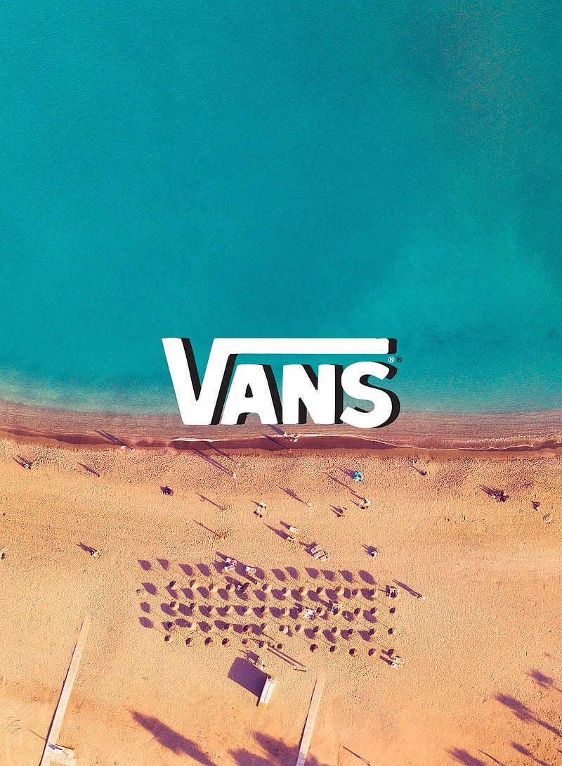 Vans Beach, air, aqua, blue, bright, logo, sand, skate, tropical, water, HD phone wallpaper