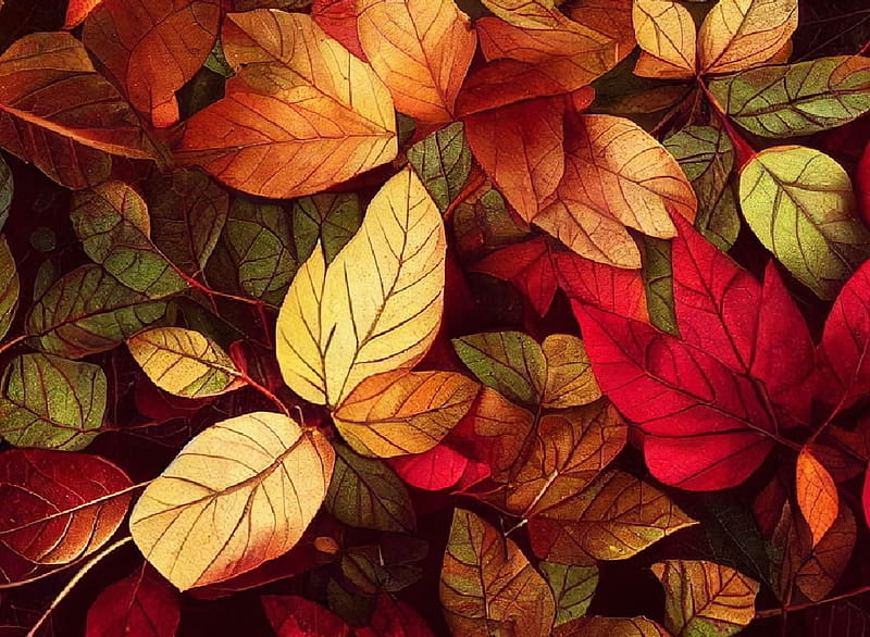 Leaf litter, Yellow, Orange, Red, HD wallpaper