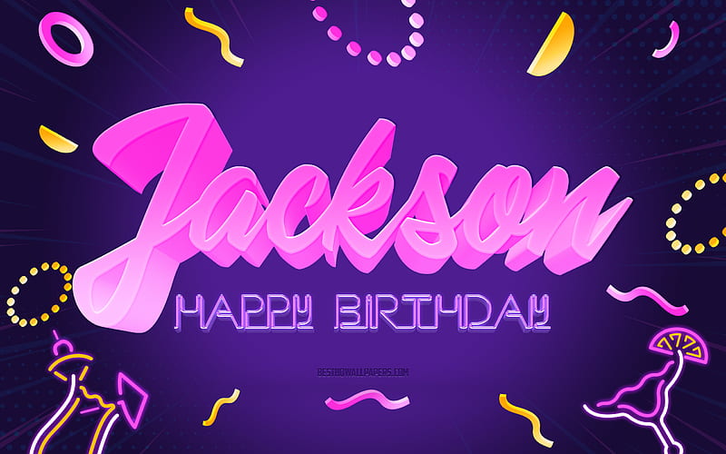 Happy Birtay Jackson Purple Party Background, Jackson, creative art, Happy Jackson birtay, Jackson name, Jackson Birtay, Birtay Party Background, HD wallpaper