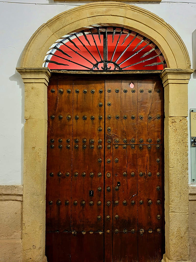 Door to the red, andalucia, door, puerta, ronda, scenery, spain, welcome, HD phone wallpaper