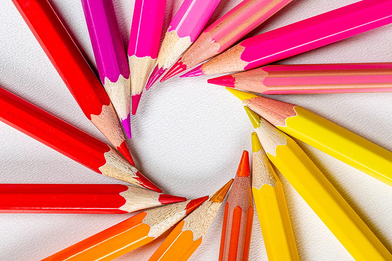 pencils, colorful, macro, circle, HD wallpaper
