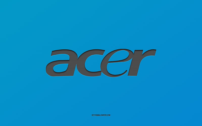 Acer logo, blue background, Acer carbon logo, blue paper texture, Acer emblem, Acer, HD wallpaper