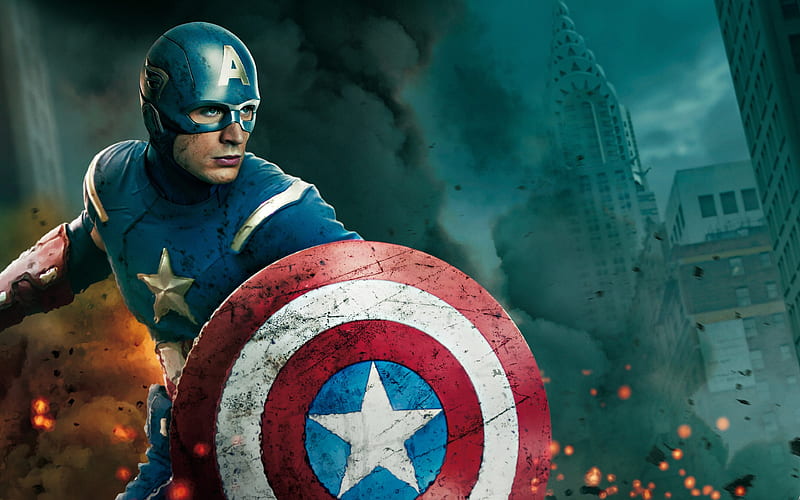 Captain America, Superhero, shield, Chris Evans, Marvel Comics, HD wallpaper
