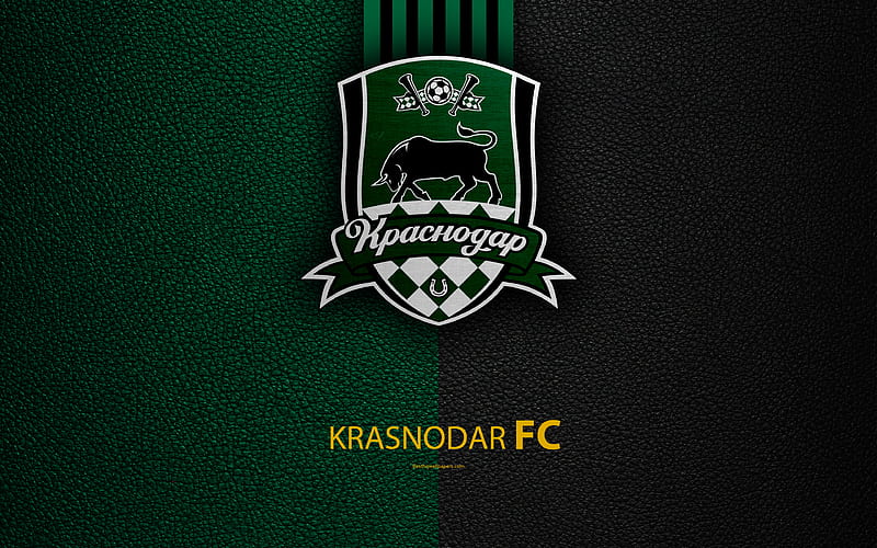 FC Krasnodar logo, Russian football club, leather texture, Russian Premier League, football, Krasnodar, Russia, HD wallpaper