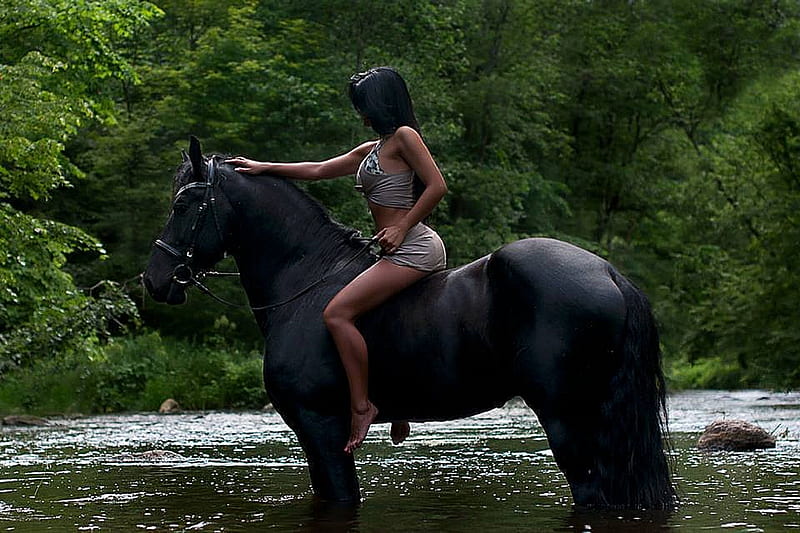 Dark River Ride . ., female, models, cowgirl, boots, ranch, fun, horse, outdoors, women, brunettes, river, girls, fashion, western, style, HD wallpaper