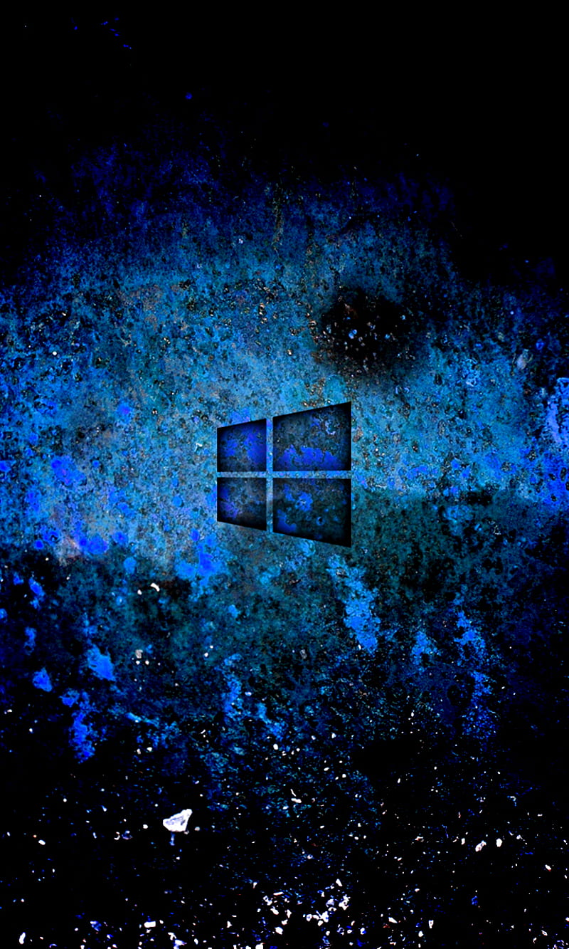 WP over Rust, blue, grunge, logo, texture, universe, windows, HD phone wallpaper