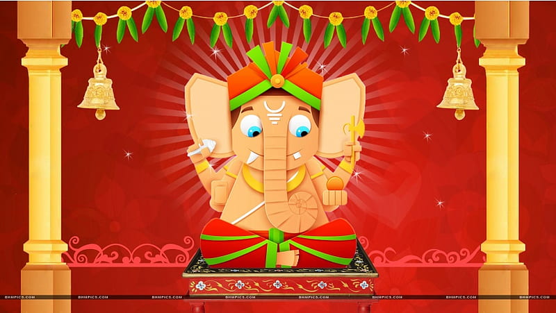 Ganesh Chaturthi Lord Ganesha Cartoo, HD wallpaper