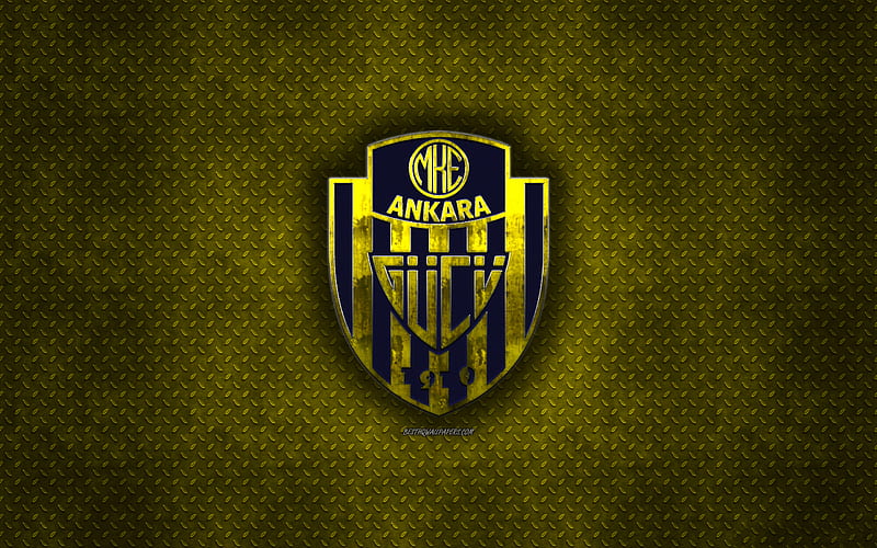 Ankaragucu, Turkish football club, yellow metal texture, metal logo, emblem, Ankara, Turkey, Super Lig, creative art, football, MKE Ankaragucu, HD wallpaper